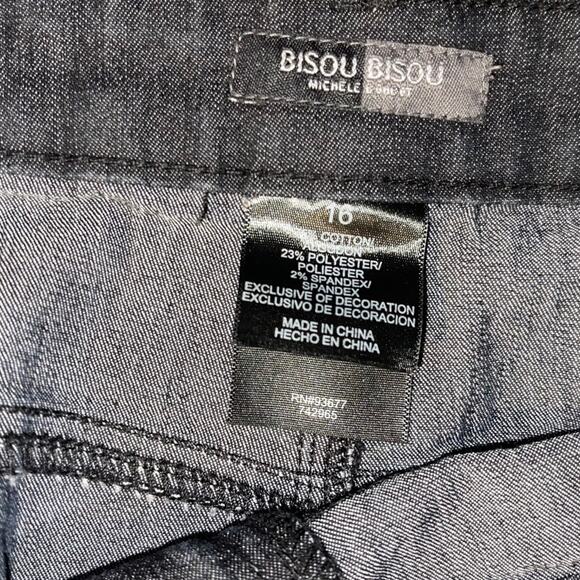 Vintage 90s Bisou Bisou Denim Black Stretch Mermaid Maxi Skirt 16 Western Boho - Picture 3 of 4